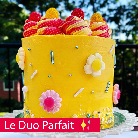 Gâteau d'anniversaire personnalisé à Montréal - Le Duo Parfait - Pâtisserie Luxure Gourmande à LaSalle